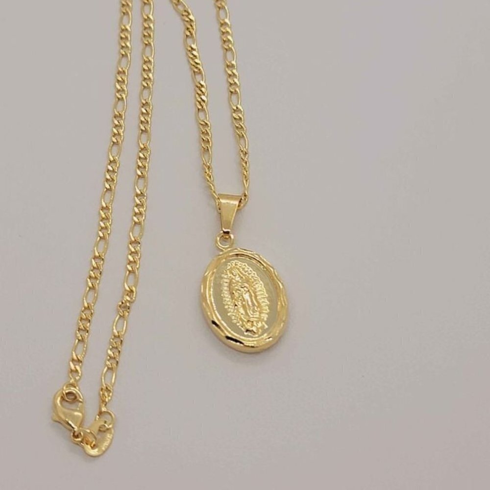 Brand New Brazilian 18k Gold Filled Virgen de Guadalupe Necklace - Picture 2 of 5